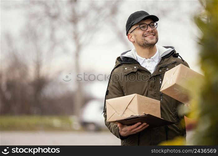 delivery male with packages 19