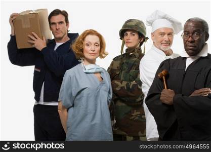 Delivery man surgeon soldier chef and judge