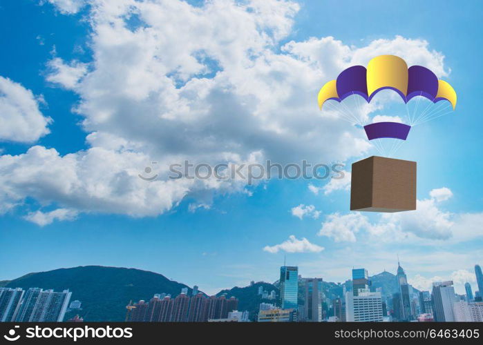 Delivery of boxes concept with parachute