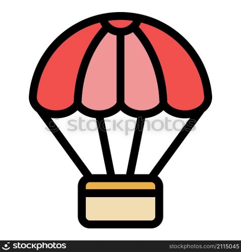 Delivery parachute icon. Outline delivery parachute vector icon color flat isolated. Delivery parachute icon color outline vector