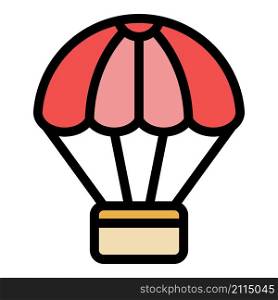 Delivery parachute icon. Outline delivery parachute vector icon color flat isolated. Delivery parachute icon color outline vector