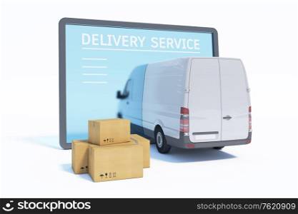delivery service at online store, 3d illustration