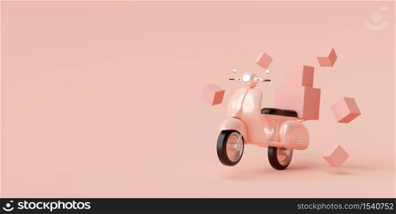 Delivery service, Transportation or food delivery by scooter, 3d rendering