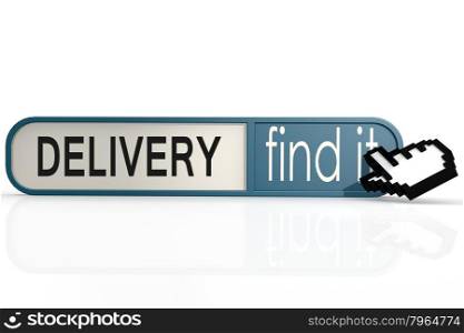 Delivery word on the blue find it banner image with hi-res rendered artwork that could be used for any graphic design.