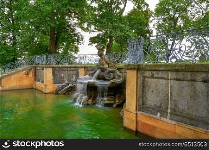 Delphinbrunnen Dolphin Fountain in Dresden at Germany. Delphinbrunnen Dolphin Fountain in Dresden