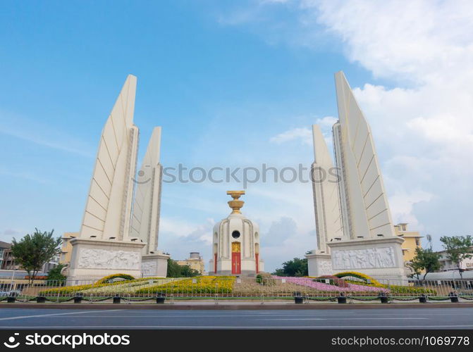 Democracy monument with blue sky in Bangkok, Thailand