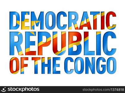 Democratic Republic of the Cong flag text font. Congo symbol background. Congo flag text font