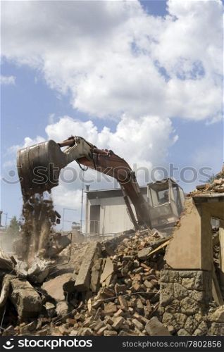 Demolishing building