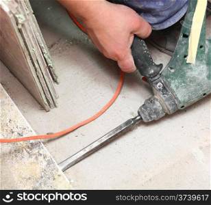 demolition hammer mason manual work floor tool worker