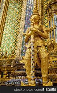 demon in the temple bangkok asia thailand abstract cross colors step gold wat palaces warrior monster