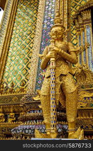 demon in the temple bangkok asia thailand abstract cross colors step gold wat palaces warrior