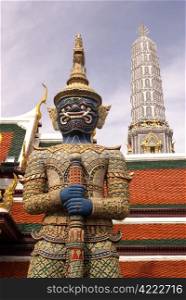 Demon near gate in Wat Phra Keo in Bangkok, Thailand