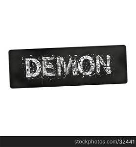 Demon white wording on black background