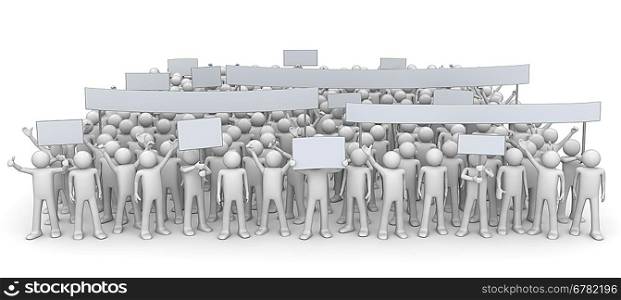 Demonstration - huge crowd (3d characters isolated on white background series)