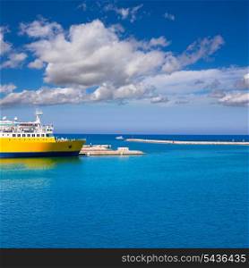 Denia Alicante cruise Ferry boat in Port in sunny day at spain