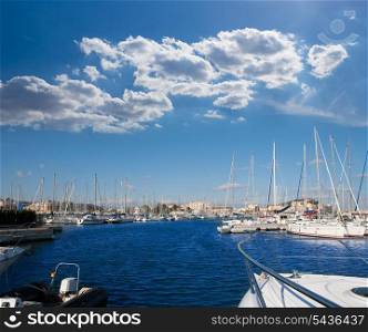 Denia Alicante marina boats in blue Mediterranean Spain