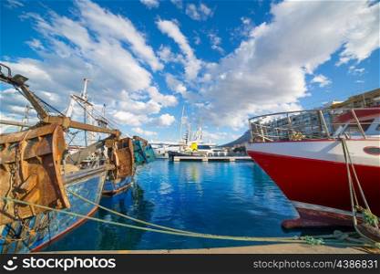 Denia Alicante port with blue summer sky in Spain at Valencian community