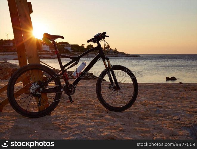 Denia beach las Rotas with bicycle bike in  Alicante of Spain