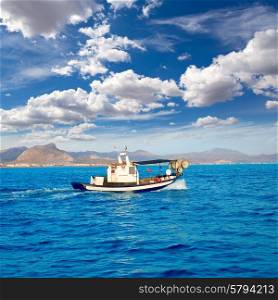 Denia fisher boat sailing in Mediterranean sea alicante at spain