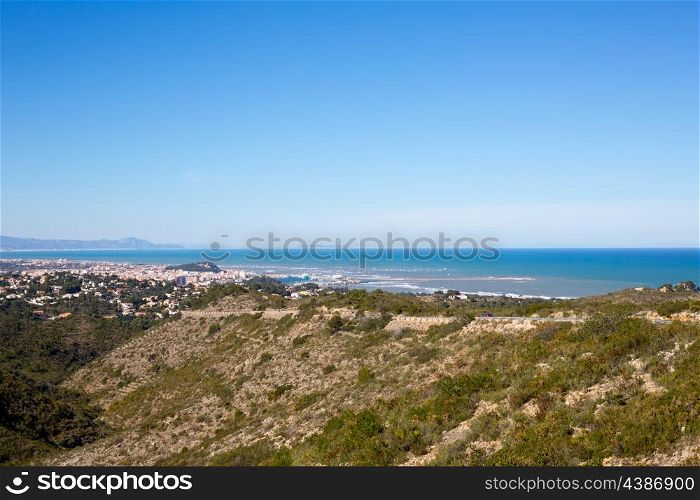 denia in Alicante aerial view Valencian Community of spain with Mediterranean sea