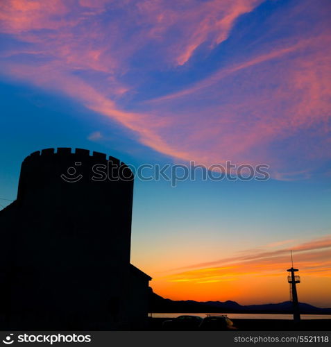 Denia Las Marinas sunset beach in Punta Molins at Alicante Mediterranean Spain