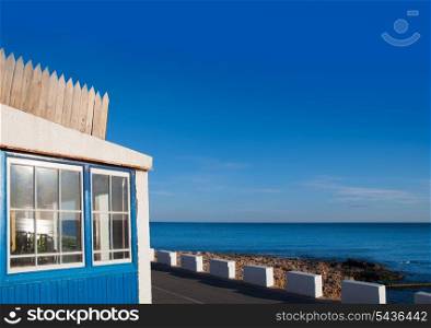 Denia Las Rotas blue house in Mediterranean sea of Spain