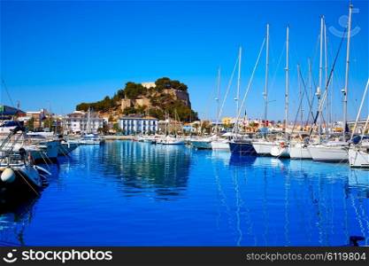 Denia marina Port and Castle in Alicante at Spain Mediterranean sea