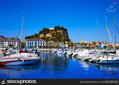 Denia marina Port and Castle in Alicante at Spain Mediterranean sea