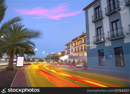 Denia old village sunset dusk in Mediterranean Alicante Spain Europe