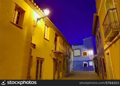 Denia old village sunset dusk in Mediterranean Alicante Spain Europe