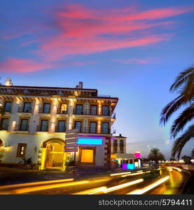 Denia old village sunset dusk in Mediterranean Alicante Spain Europe