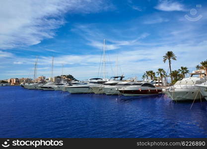 Denia port Marina in Mediterranean sea of Alicante Spain