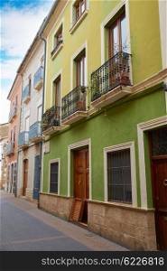 Denia street Loreto facades in Alicante at Mediterranean spain