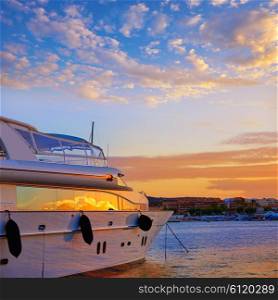 Denia sunset in Marina boats at Mediterranean Spain of Alicante