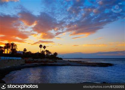 Denia sunset las Rotas in Mediterranean Spain of Alicante