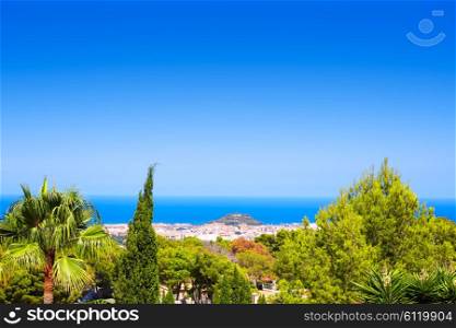 Denia village high view from Montgo with Mediterranean sea of Alicante Spain