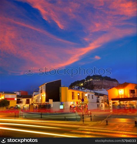 Denia village sunset dusk in Alicante Spain Europe