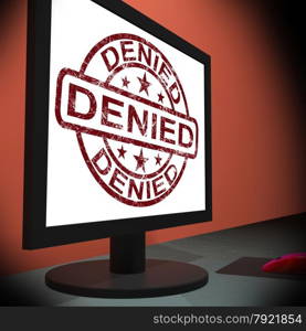 Denied Computer Shows Internet Rejection Deny Decline Or Refusals
