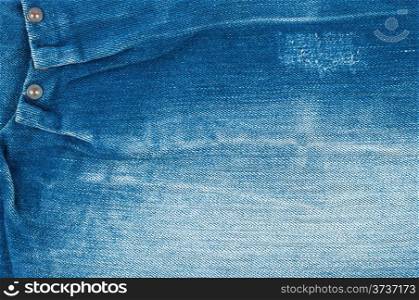 Denim background with crumpled pocket and nipped