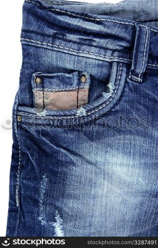 Denim blue jeans trouser pants pocket detail closeup texture