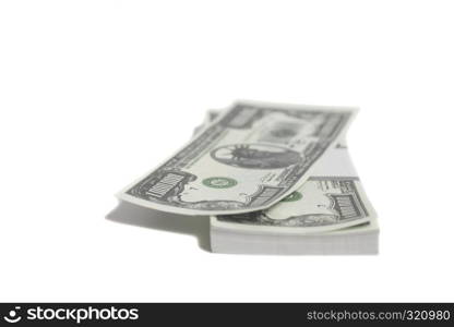 Denomination in one million dollars bills with tape isolated on white background. Denomination in one million dollars bills with tape