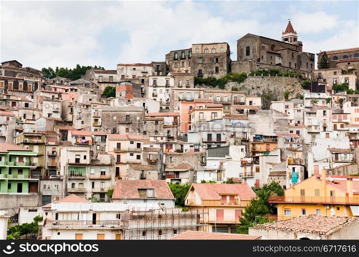 dense houses in ancient sicilian mountain town Castiglione di Sicilia
