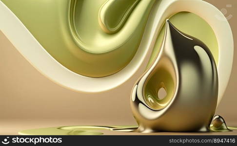 Dense liquid of mixed colors splashing and forming droplets on a color background. Illustration for wallpaper. Generative AI