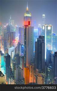 Density Hong Kong downtown at night