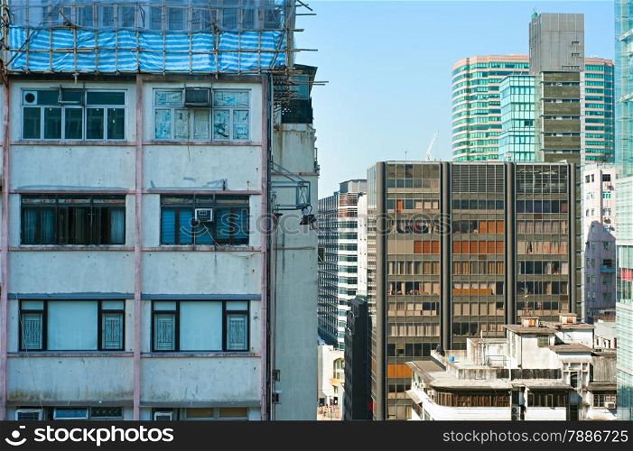 Density urban living in Kowloon island, Hong Kong