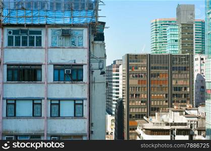 Density urban living in Kowloon island, Hong Kong
