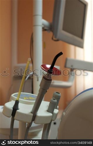 Dental equipment and sink.