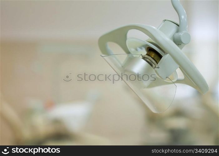 Dental equipment lamp. Student hall for practical training