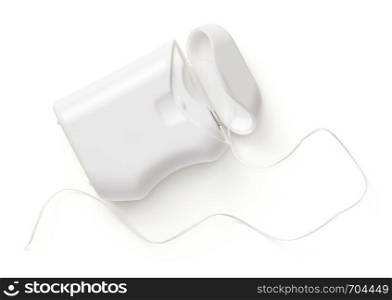 Dental floss container isolated on white background. Top view