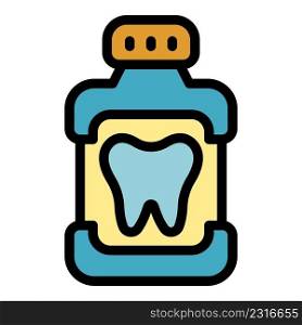 Dental mouthwash icon. Outline dental mouthwash vector icon color flat isolated. Dental mouthwash icon color outline vector